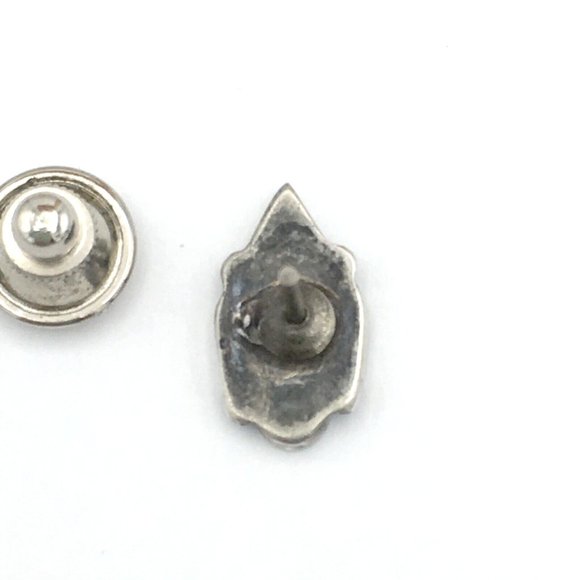 ZUNI thunderbird tie tack - sterling silver turquoise onyx inlay - hat lapel pin - Picture 6 of 7
